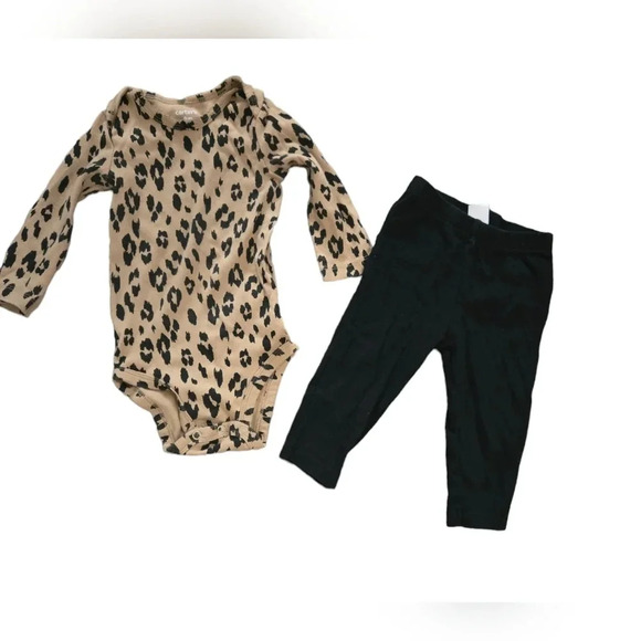 Carter's Leopard Onsie and Black Ruffle Pants - Picture 1 of 5